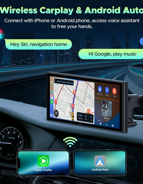 Load image into Gallery viewer, Wireless Carplay Screen for Car 9.26'' Portable 4K Dash Cam with 1080P Backup Camera, with Apple Carplay and Android Auto, Mirror Link, Loop Recording, GPS Navigation, 64G Card, Balck
