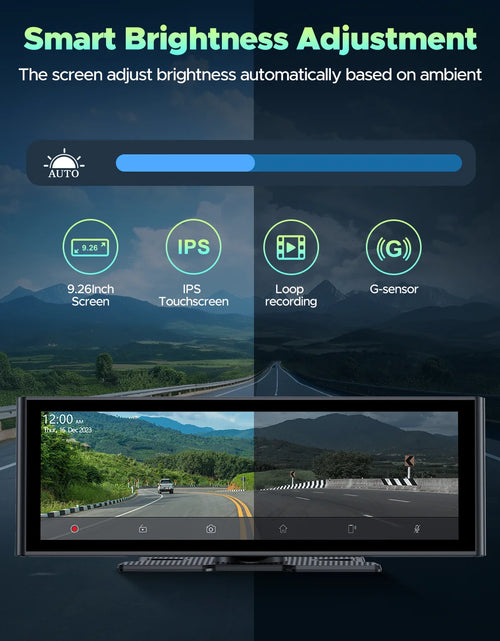 Load image into Gallery viewer, Wireless Carplay Screen for Car 9.26'' Portable 4K Dash Cam with 1080P Backup Camera, with Apple Carplay and Android Auto, Mirror Link, Loop Recording, GPS Navigation, 64G Card, Balck
