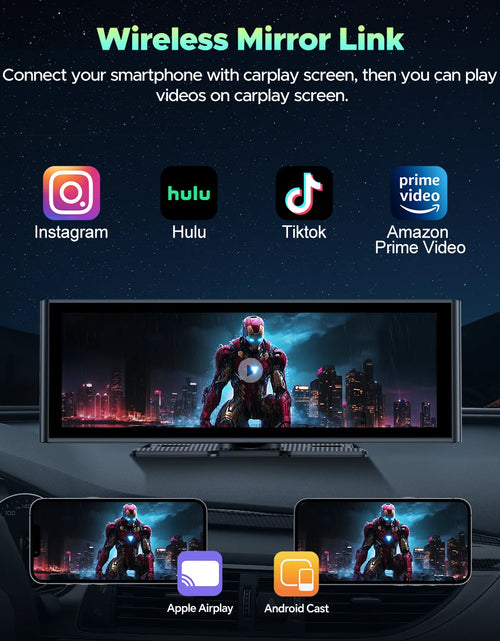 Load image into Gallery viewer, Wireless Carplay Screen for Car 9.26'' Portable 4K Dash Cam with 1080P Backup Camera, with Apple Carplay and Android Auto, Mirror Link, Loop Recording, GPS Navigation, 64G Card, Balck
